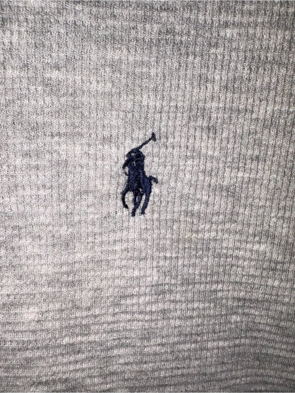 Polo Ralph Lauren Mens Large Gray Waffle Knit Thermal Henley Shirt Long Sleeve